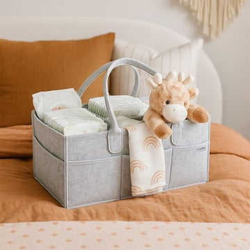 PUTSKA Nursery Storage Basket - Baby Nappy Caddy Organizer for Nappy Station, Newborn Essentials, Baby Shower Gifts and Registry Must-Haves for Boy or Girl