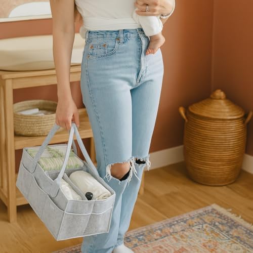 PUTSKA Nursery Storage Basket - Baby Nappy Caddy Organizer for Nappy Station, Newborn Essentials, Baby Shower Gifts and Registry Must-Haves for Boy or Girl