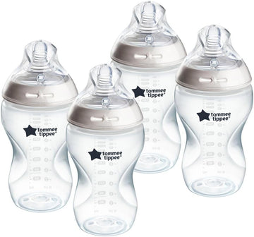 Tommee Tippee Natural Start Baby Bottles for 3m+, Pack of 4 340ml Baby Bottles, with Slow Flow Breast-Like Teat for a Natural Latch, Self-Sterilising and BPA Free, Baby Feeding Essentials