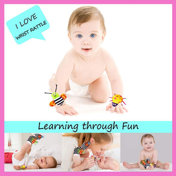 Foot Finders & Wrist Rattles for Infants - Developmental Texture Toys for Babies - Infant Socks & Baby Wrist Rattle - Newborn Toys for Girls Boys 0-3 3-6 6-9 Months Brand: wgde toy