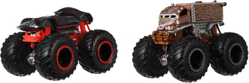 Hot Wheels Monster Trucks 2-Pack, Demolition Doubles Set of 2 Toy Vehicles in 1:64 Scale, For Kids & Collectors (Styles May Vary), FYJ64