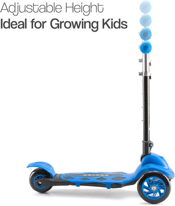 ToyStar Cruise 3 Wheel Tri Scooter, Easy Folding System, Height Adjustable Handlebars, Tilt To Turn Steering, Kids Aged 3+