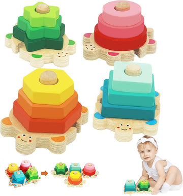Goorder Montessori Toys 1 Year Old, Wooden Puzzles for Baby, Sorting Stacking Blocks Learning Toys 2 Year Old, Preschool Educational Toys Gift for 12 18 Months Toddler Boys Girls