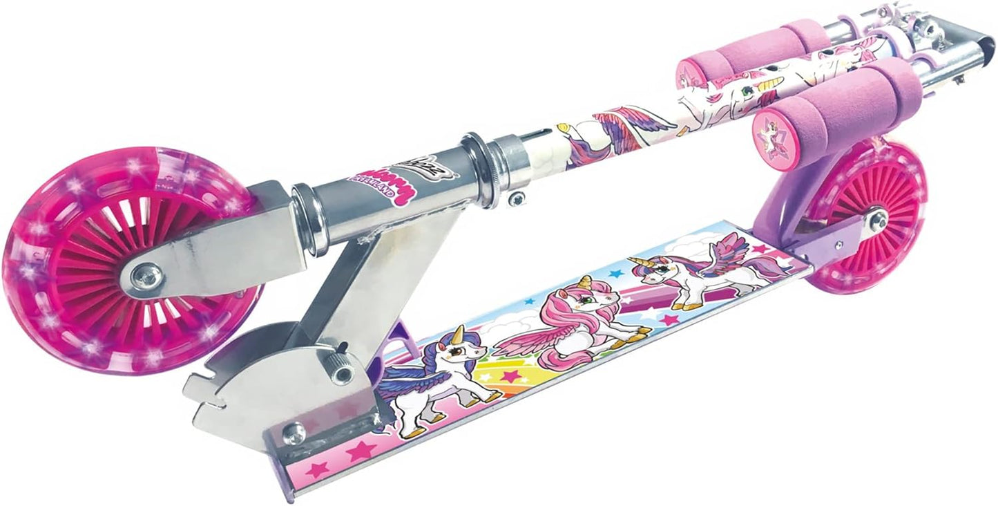 Ozbozz SV13988 Unicorn Scooter with 2 Light up Wheels, Pink Purple Silver