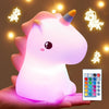 Unicorn Gifts for Girls, 16 Colours+Remote Control+Silicone+Dimmable+12H Use Kids Night Light Kids, Baby Night Light Newborn Bedroom Lamp,Unicorn Toys for Girls Bedroom Accessories Princess Toys