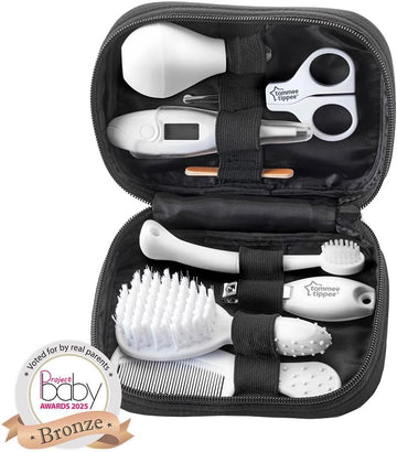 Tommee Tippee Baby Healthcare and Grooming Kit, 9X Essential Newborn Care Items for Home and Travel, Wipe-Clean and Waterproof Travel Case