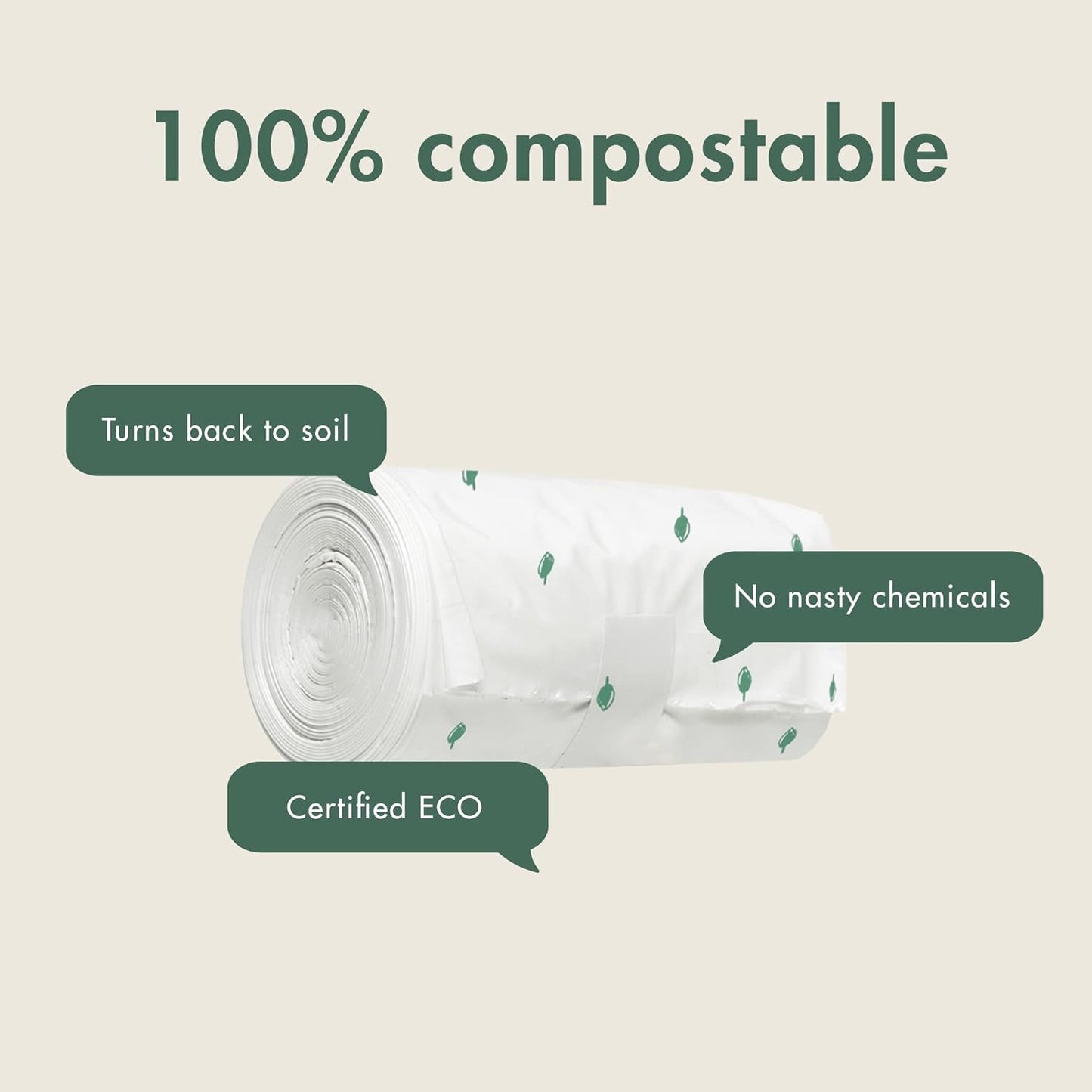 Eco by Naty Disposable Bags - Baby Nappy Sacks, 100% Compostable and Biodegradable (Pack of 50 pieces)