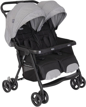 Graco DuoRider Lightweight Double Pushchair, Suitable from Birth to Approx. 3 Years, Steeple Gray Fashion