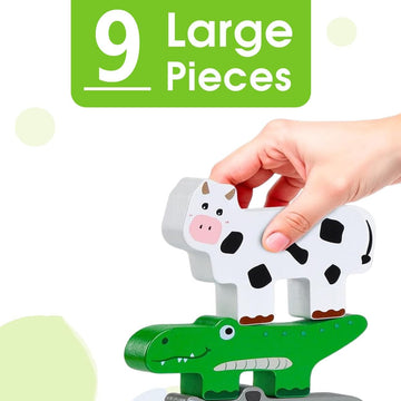 Maxricus Montessori Wooden Stacking Toys for 1-3 Year Old Boys & Girls – Animal Building Blocks for Toddlers | Educational Baby Toys 18+ Months | Birthday Gifts for 1+ Year Old Kids