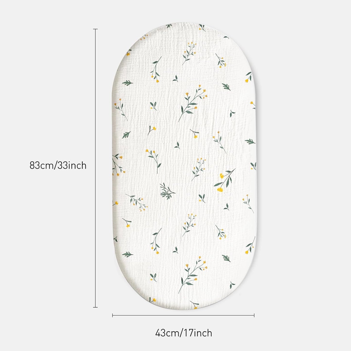Baby Mattress Cover, Fitted Sheet, Pack of 3, 100% Muslin Cotton,Oeko-Tex 100,Muslin Bassinet Sheets,Bassinet Cover,Pram Mattress Cover,83 x 43 x 10 cm,Fitted Sheet for Prams, Bassinets(Flower)