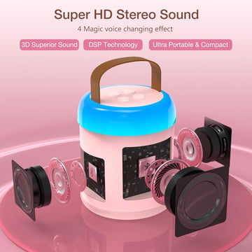 Onihan Karaoke Machine for Kids with 2 Microphones, Portable Kids Karaoke Machines for Girls with LED Party Lights,Girls Toys Birthday Gifts