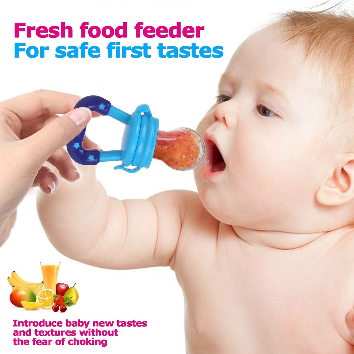 Baby Fruit Feeder JUYOO Weaning Dummies Set Include 3 Pcs Food Feeder Pacifiers with Pacifier Clips Teething Dummy for Babies Infant Toddlers