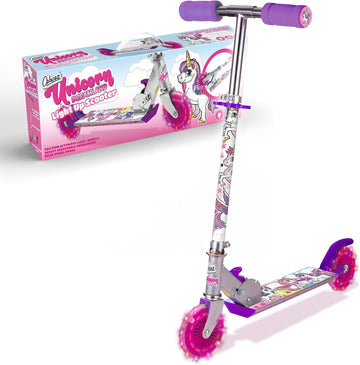 Ozbozz SV13988 Unicorn Scooter with 2 Light up Wheels, Pink Purple Silver