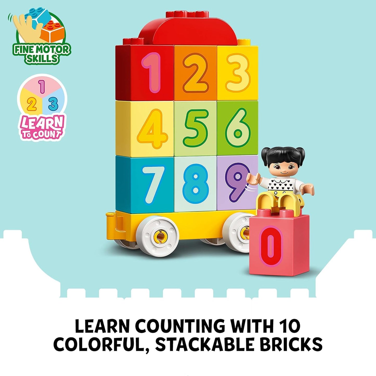 LEGO DUPLO Number Train - Learn To Count - Educational Toy for 1+ Year Old Toddlers, Boys & Girls - incl. Colourful Number Bricks and 2 Figures - 10954