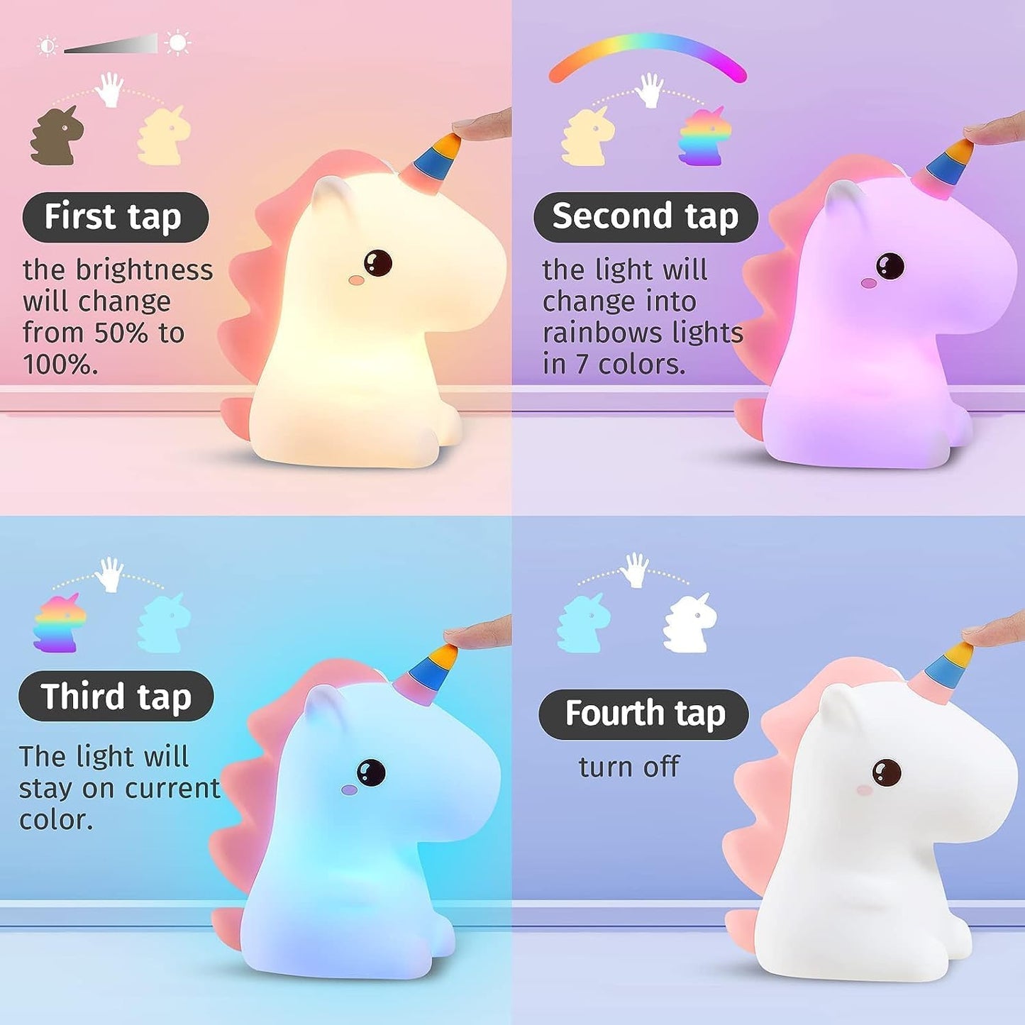 Unicorn Gifts for Girls, 16 Colours+Remote Control+Silicone+Dimmable+12H Use Kids Night Light Kids, Baby Night Light Newborn Bedroom Lamp,Unicorn Toys for Girls Bedroom Accessories Princess Toys