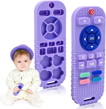 Teething Relief Teethers Toys for Babies 3-6 12 Months Gifts, Silicone Remote Control Baby Teether Bath Toys for 3 6 9 Months Newborn Infant Boy Girl Autism, Food Grade Silicone Sensory Toys, Black