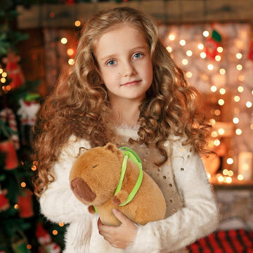 Poptrend Capybara Plush Toy, Cartoon Stuffed Animal With Turtle Pillow - Cute Brown Guinea Pig Doll - Birthday Gift for Adults and Kids