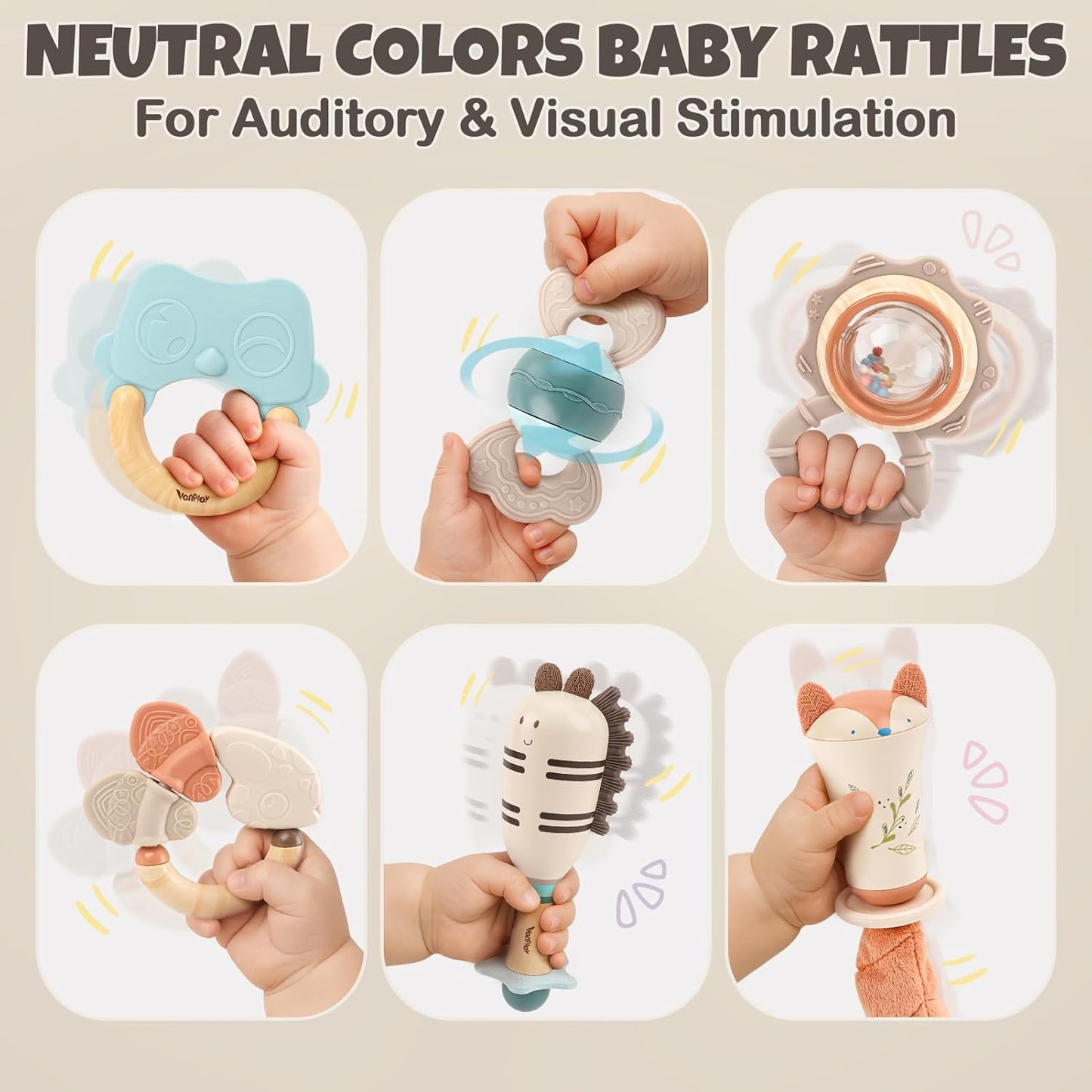 Baby Toys 0-6 Months Newborn Toys Rattle Teething Toys Sensory for Baby with Storage Box (10pcs)
