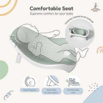 Baby Bath Tub with Non-Slip Bath Seat and Thermometer - Toddler Bath - Foldable Baby Bath - Newborn Bath - from Birth to 3 Years - Baby Bath Seat Up to 6 Months - Collapsible Baby Bath - Birth Gift