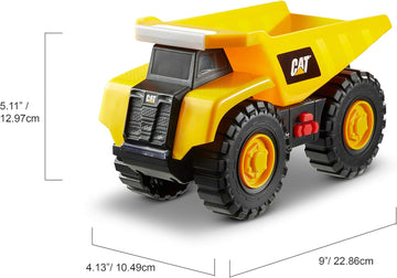 CatToysOfficial Construction Tough Machines Dump Truck Vehicle, free-wheeling with Lights & Sounds and movable bin. For children aged 3+, Yellow