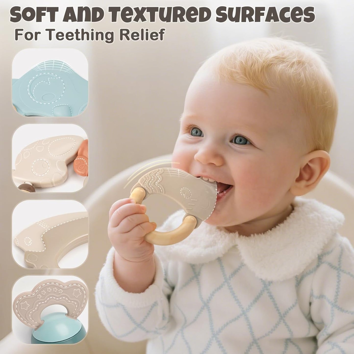 Baby Toys 0-6 Months Newborn Toys Rattle Teething Toys Sensory for Baby with Storage Box (10pcs)