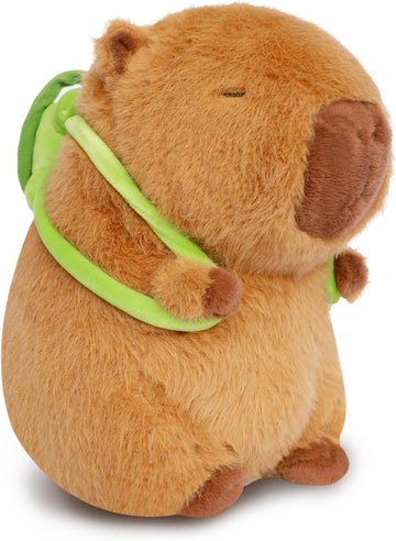 Poptrend Capybara Plush Toy, Cartoon Stuffed Animal With Turtle Pillow - Cute Brown Guinea Pig Doll - Birthday Gift for Adults and Kids