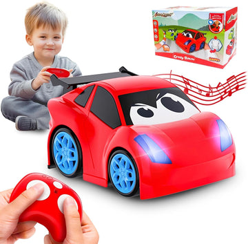 AEROQUEST Remote Control Cars Kids RC Car Toy for Toddlers Boys 1 2 3 Years Old Cartoon Toot Toot Drivers Car with Lights and Music Christmas Birthday Gifts for Boys Girls 12 3 Years Old Toy Cars
