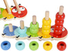 TOWO Wooden Stacking Rings Baby –Lovely Caterpillar Counting Game - Colour Sorting Puzzle - 5 Pegs Ring Stacker - Counting Rings Early Learning Wooden Toys for 1 year old Gift First Birthday Boy Girl