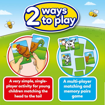 Orchard Toys Farmyard Heads and Tails Game, Memory & Matching Pairs Card Game, Educational Games and Toys for Toddler and Preschool, 18-Month-Old and Up