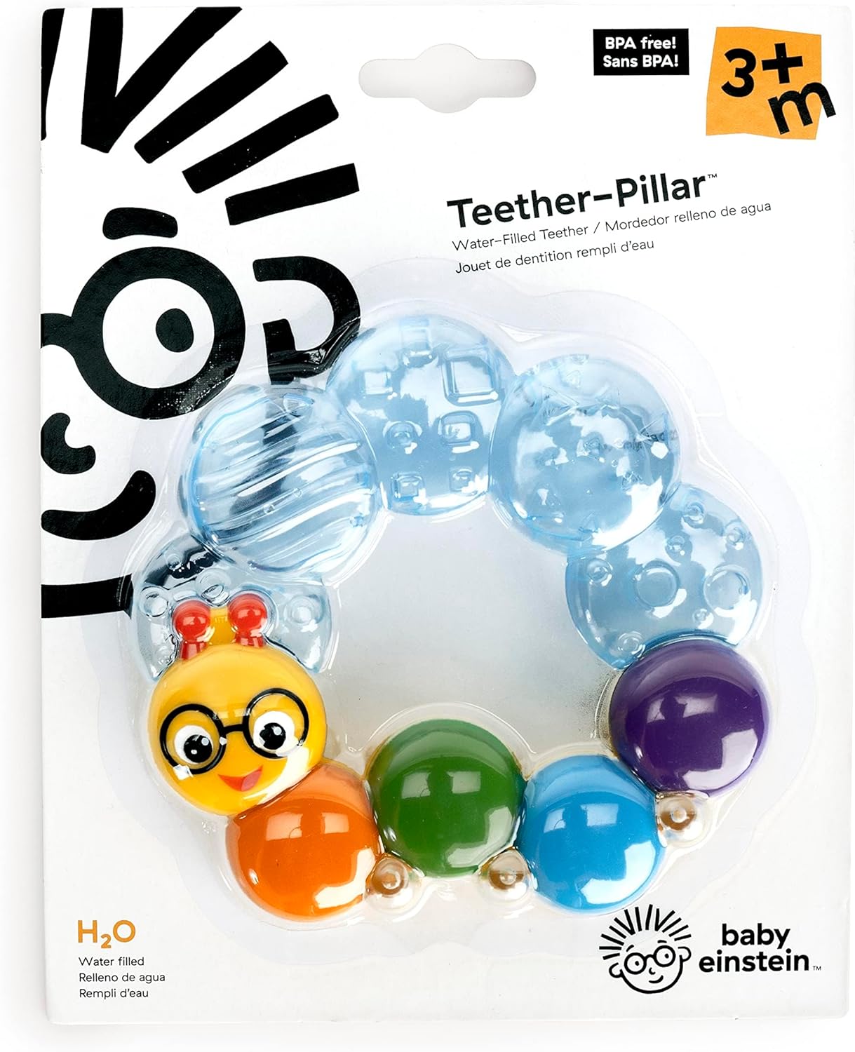 Baby Einstein, Teether-pillar Rattle and Chill Teething Aid Toy, Soothing relief, Multisensory Stimulation, Massages Sore Gums, Easy to Hold, Water filled, Ages 3 months +