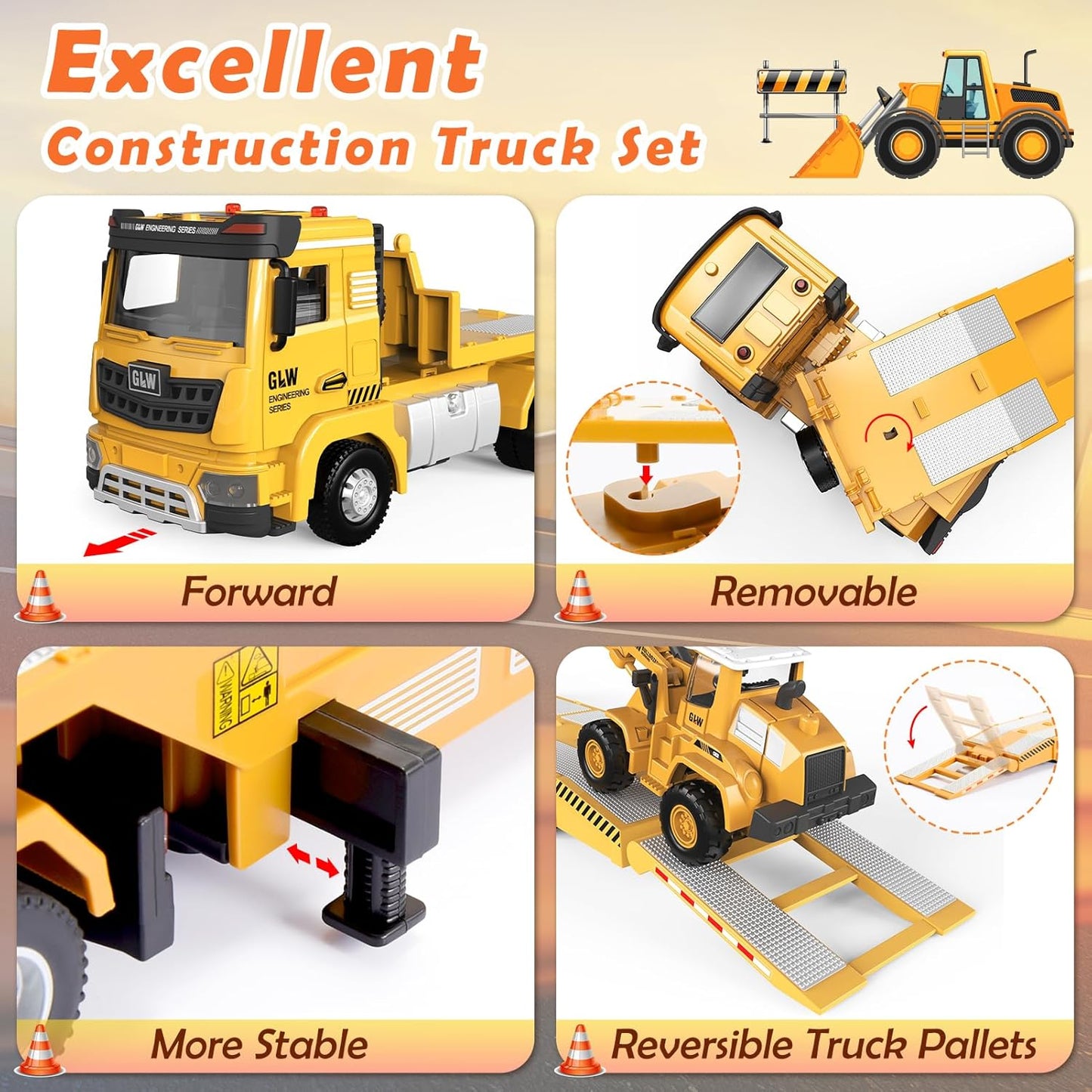 Naxudcoo Construction Toys For 3-7 Year Old Boys: Digger Toy Truck Toy Set Toddler Car, Construction Vehicle Toys For 3 4 5 6 7 Years Old Boys Gifts