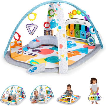 Baby Einstein, 4-in-1 Kickin' Tunes and Language Discovery Play Gym with Piano, Mat with Detachable Activity Toys, Lights, Sounds and Music, Ages Newborn +