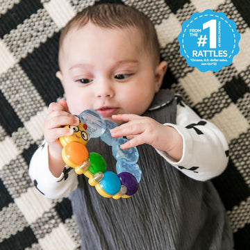 Baby Einstein, Teether-pillar Rattle and Chill Teething Aid Toy, Soothing relief, Multisensory Stimulation, Massages Sore Gums, Easy to Hold, Water filled, Ages 3 months +