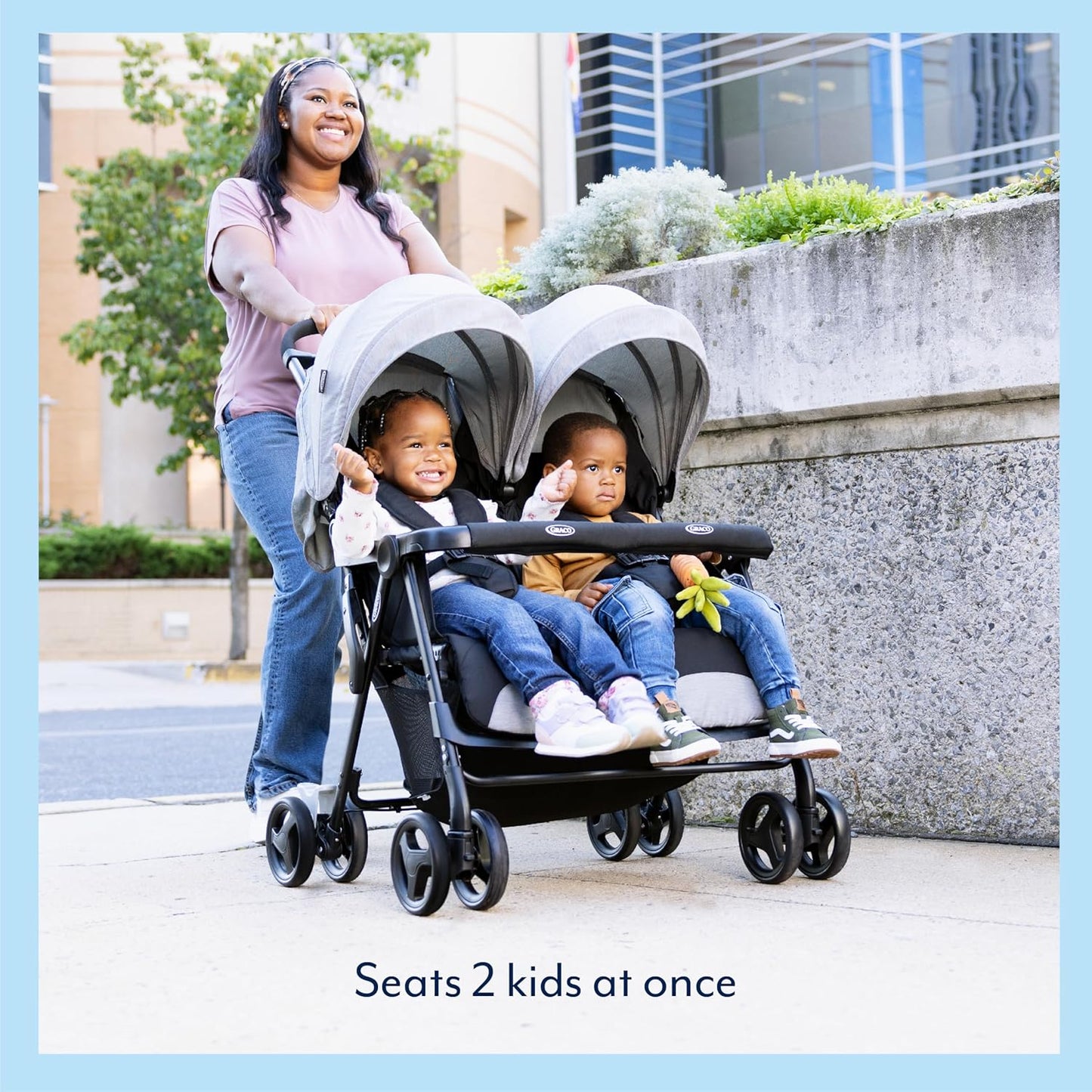 Graco DuoRider Lightweight Double Pushchair, Suitable from Birth to Approx. 3 Years, Steeple Gray Fashion