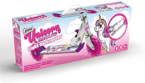 Ozbozz SV13988 Unicorn Scooter with 2 Light up Wheels, Pink Purple Silver