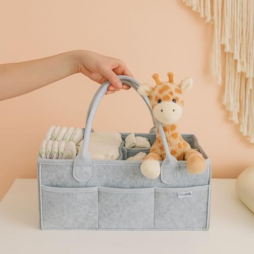 PUTSKA Nursery Storage Basket - Baby Nappy Caddy Organizer for Nappy Station, Newborn Essentials, Baby Shower Gifts and Registry Must-Haves for Boy or Girl