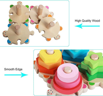 Goorder Montessori Toys 1 Year Old, Wooden Puzzles for Baby, Sorting Stacking Blocks Learning Toys 2 Year Old, Preschool Educational Toys Gift for 12 18 Months Toddler Boys Girls