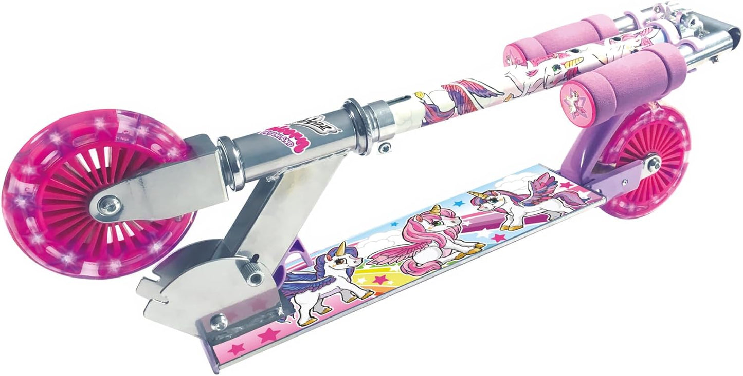 Ozbozz SV13988 Unicorn Scooter with 2 Light up Wheels, Pink Purple Silver