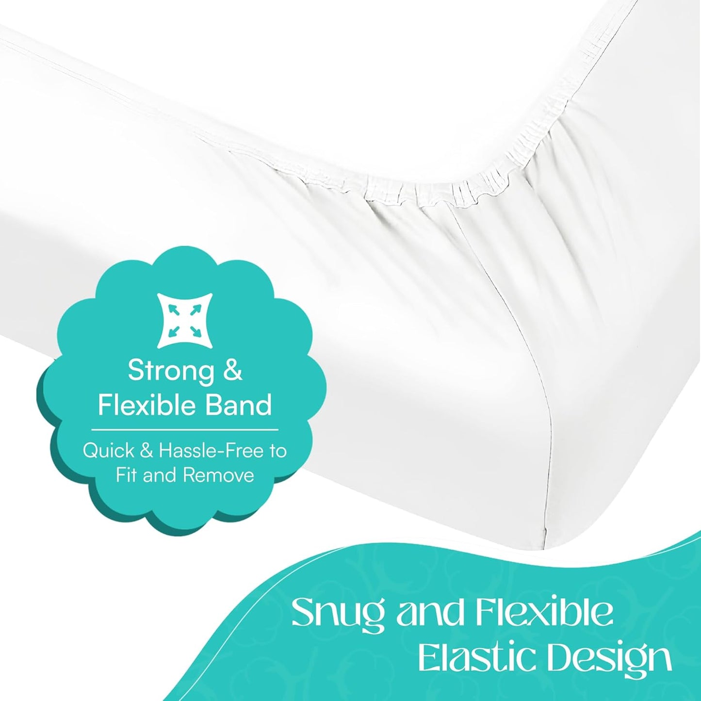 Sasma Home - 2 x Cot Fitted Sheets 120x60cm - 100% Cotton, Soft breathable baby cot sheets (White)