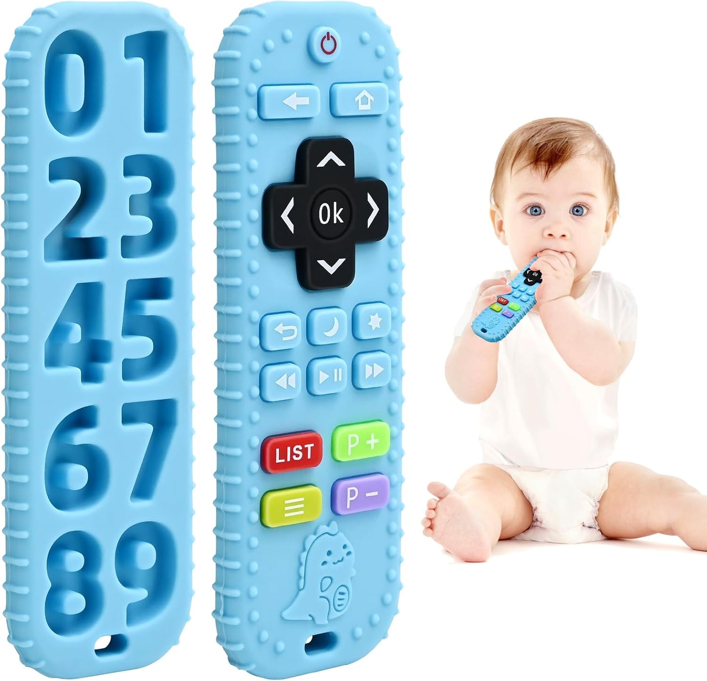 Teething Relief Teethers Toys for Babies 3-6 12 Months Gifts, Silicone Remote Control Baby Teether Bath Toys for 3 6 9 Months Newborn Infant Boy Girl Autism, Food Grade Silicone Sensory Toys, Black