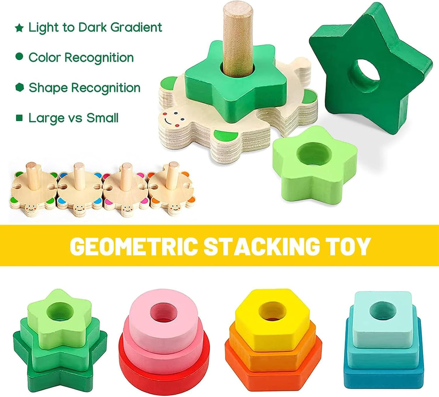 Goorder Montessori Toys 1 Year Old, Wooden Puzzles for Baby, Sorting Stacking Blocks Learning Toys 2 Year Old, Preschool Educational Toys Gift for 12 18 Months Toddler Boys Girls