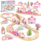 Lehoo Castle Unicorn Gifts for Girls, Wooden Train Set Kids Toys for 3 4 5 6 Year Old, Train Track Girls Unicorn Toys for Toddler Age 3-6