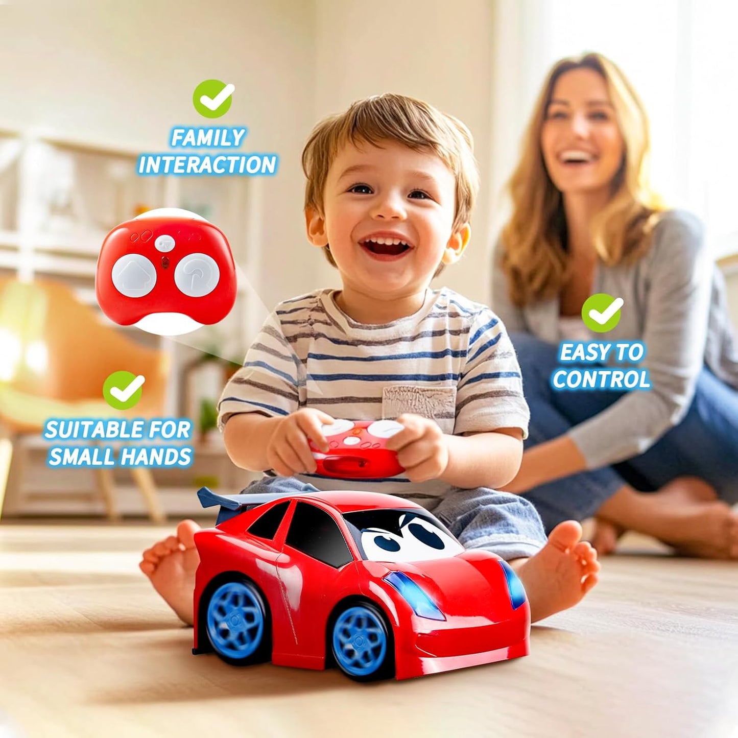 AEROQUEST Remote Control Cars Kids RC Car Toy for Toddlers Boys 1 2 3 Years Old Cartoon Toot Toot Drivers Car with Lights and Music Christmas Birthday Gifts for Boys Girls 12 3 Years Old Toy Cars