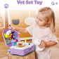 HERSITY Kids Vet Kit Dog Grooming Toy Pet Care Role Play Games Animal Dolls Pretend Play Pet Carrier Set Toys 3 4 5 Year Old Girls Boys Children Gifts