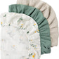 Baby Mattress Cover, Fitted Sheet, Pack of 3, 100% Muslin Cotton,Oeko-Tex 100,Muslin Bassinet Sheets,Bassinet Cover,Pram Mattress Cover,83 x 43 x 10 cm,Fitted Sheet for Prams, Bassinets（Flower）