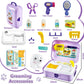 HERSITY Kids Vet Kit Dog Grooming Toy Pet Care Role Play Games Animal Dolls Pretend Play Pet Carrier Set Toys 3 4 5 Year Old Girls Boys Children Gifts