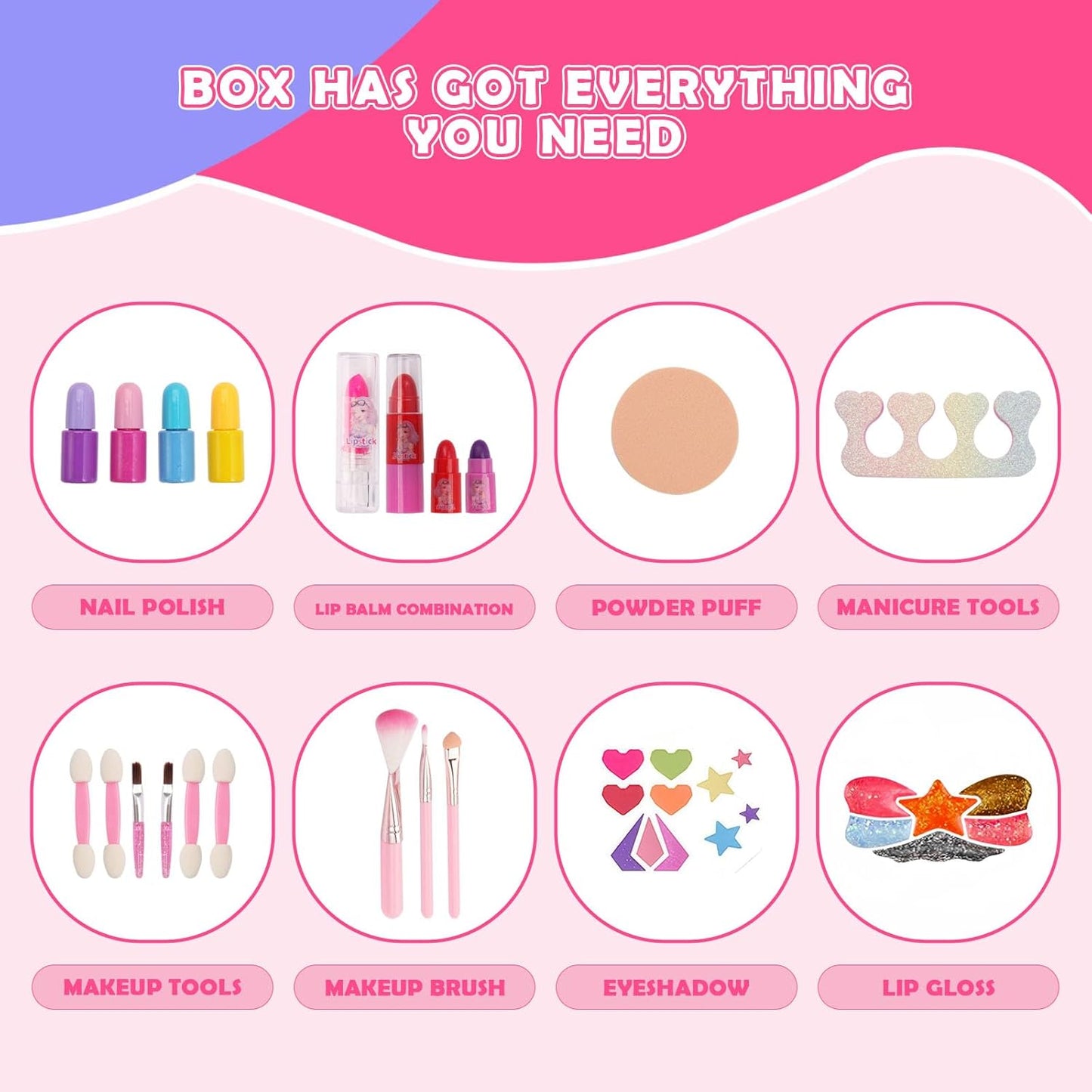 iFunLong Kids Makeup Sets for Girls, Washable and Safe Make Up Set Girls Toys, Childrens Princess Play Games Toys Presents, Princess Christmas Birthday for Age 3-12 Year Old Girl