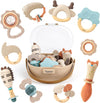 Baby Toys 0-6 Months Newborn Toys Rattle Teething Toys Sensory for Baby with Storage Box (10pcs)