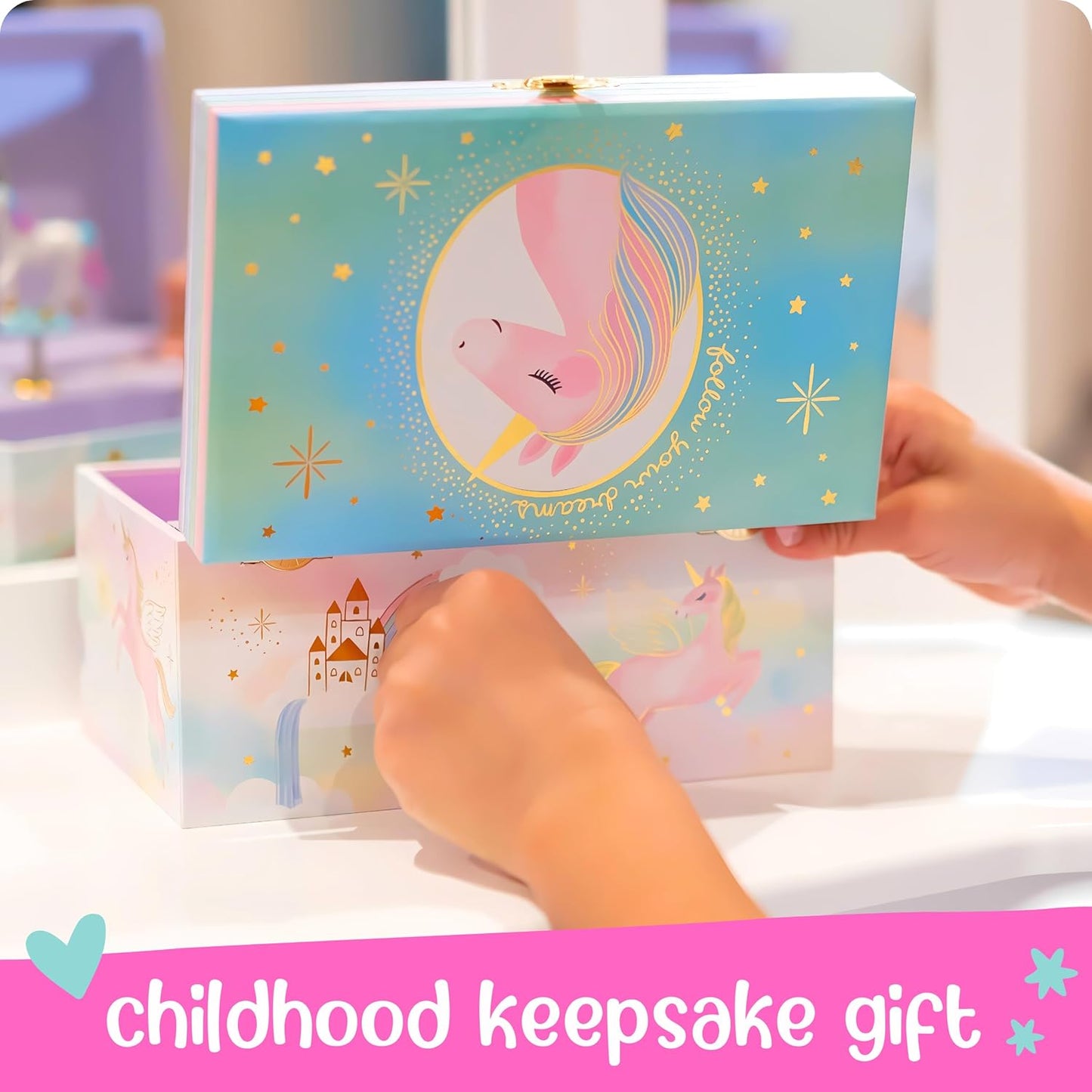 Musical Girls Jewellery Box, Unicorn Gifts for Girls, Unicorn Toys for 4-6, 15.2 x 11.8 x 8.9 cm