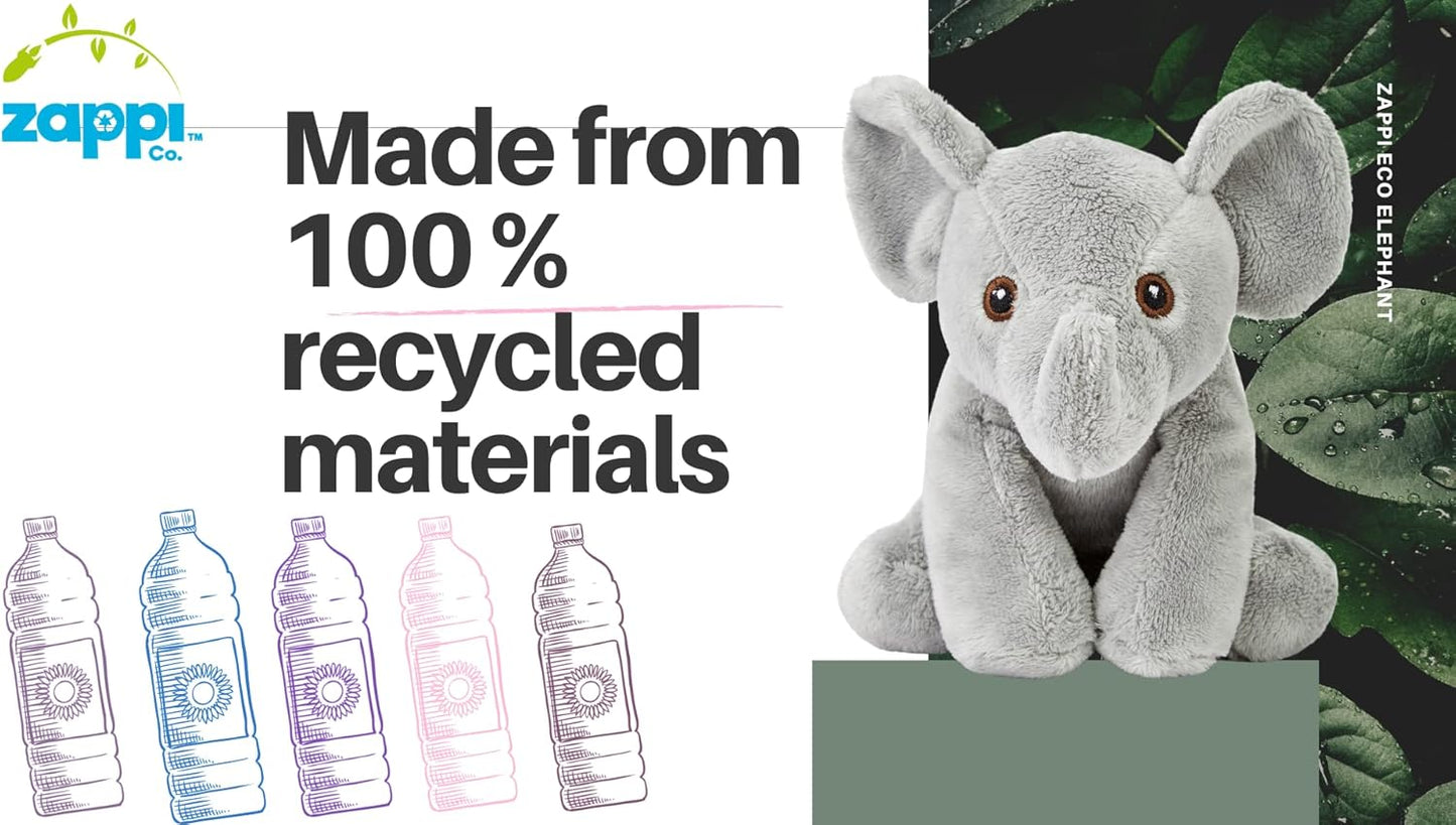Zappi Co 100% Recycled Plush Elephant Plush Toy (13-15cm) Stuffed Soft Cuddly animals Collection For New Born Child Tiktok featured